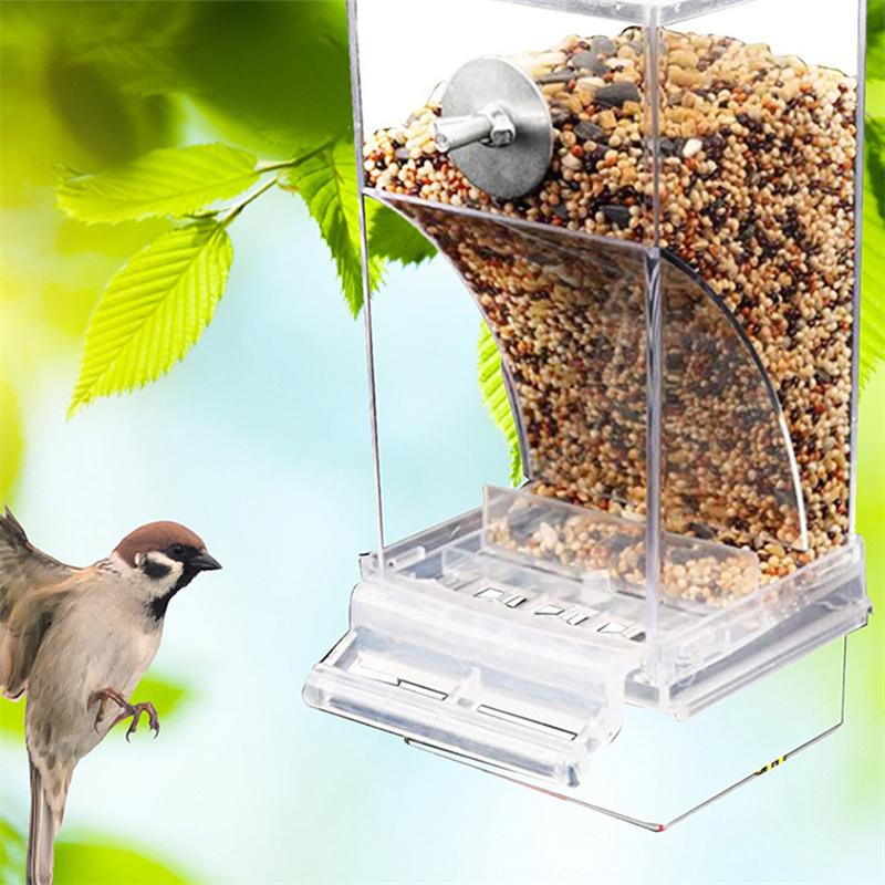 1pc Automatic Neat Bird Feeder White Transparent Parrot Feeder Anti-splash Food Large Capacity Feeder Birdcage Supplies bianco
