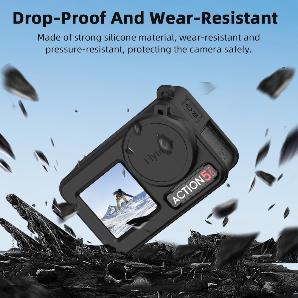 Silicone Case for DJI OSMO Action 5 Pro Body Bumper Protective Cover+Lens Cap Anti-scratch Protector Soft Shell Accessories Set