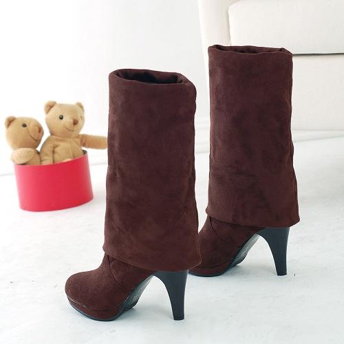 Elastic Frosted Fleece Tall Boots Spring and Autumn Women's Boots Leg Trimmer Over Knee Boots Knight Boots