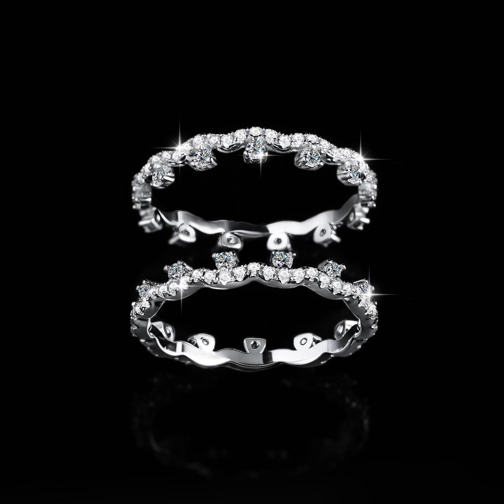 Elegant Moissanite Lace Ring: Stackable 925 Silver, Fashionable and High-End Women's Accessory
