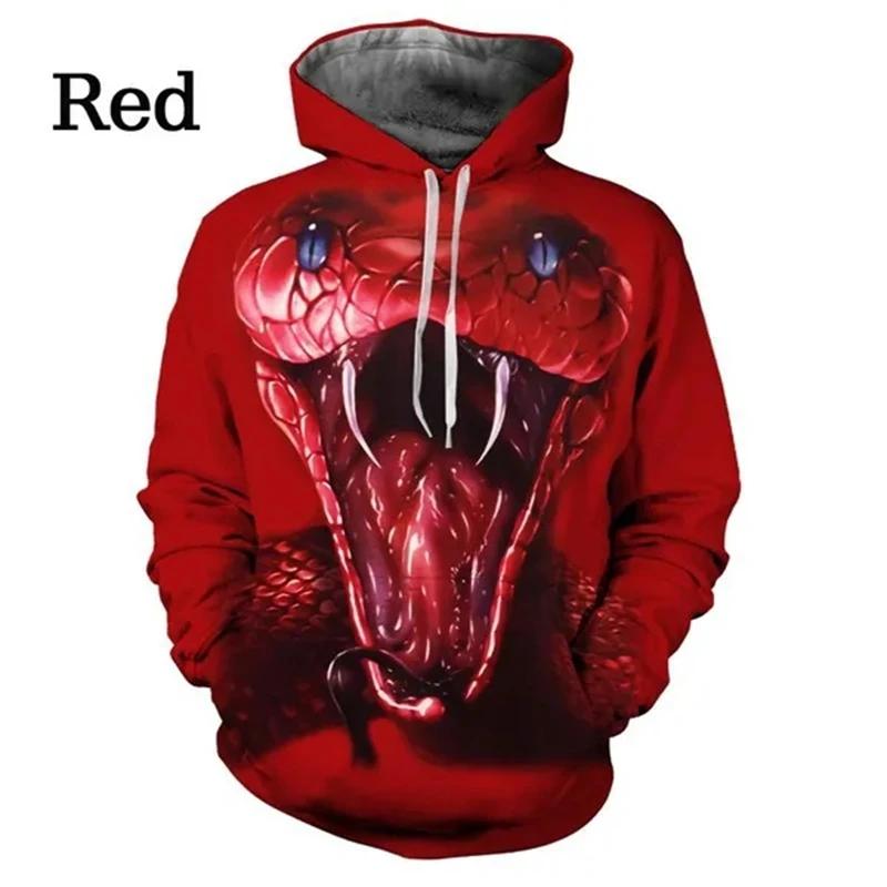 Fashion Men's Women 3d Snake Print Hoodie Personality Creative Snake Print Long Sleeve Top Hoodies Women Streetwear Hoodies