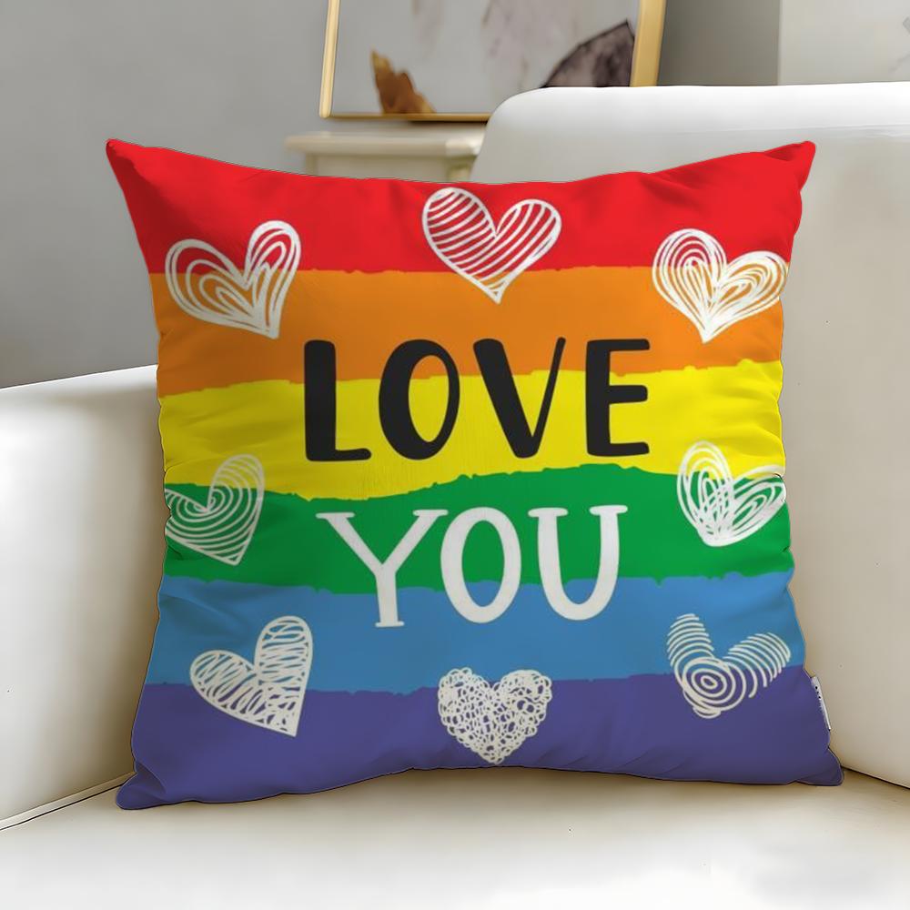 classic theme Homosexual Rainbow Flag Cushion Cover Soft  EasyWash Pillow Case  Versatile for Couch Bed Travel and Office