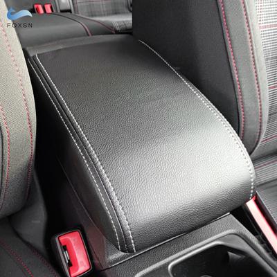 Black-white Line Car Accessories Microfiber Leather Interior Center Console Armrest Box Cover Trim For VW Golf 8