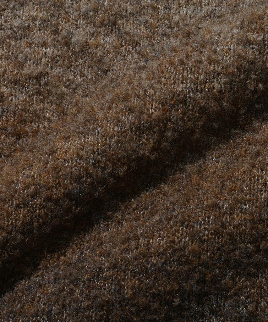 NODU Npn Gradient Boucle Two-Tone Striped Round Neck Long Sleeve Knit [Brown]