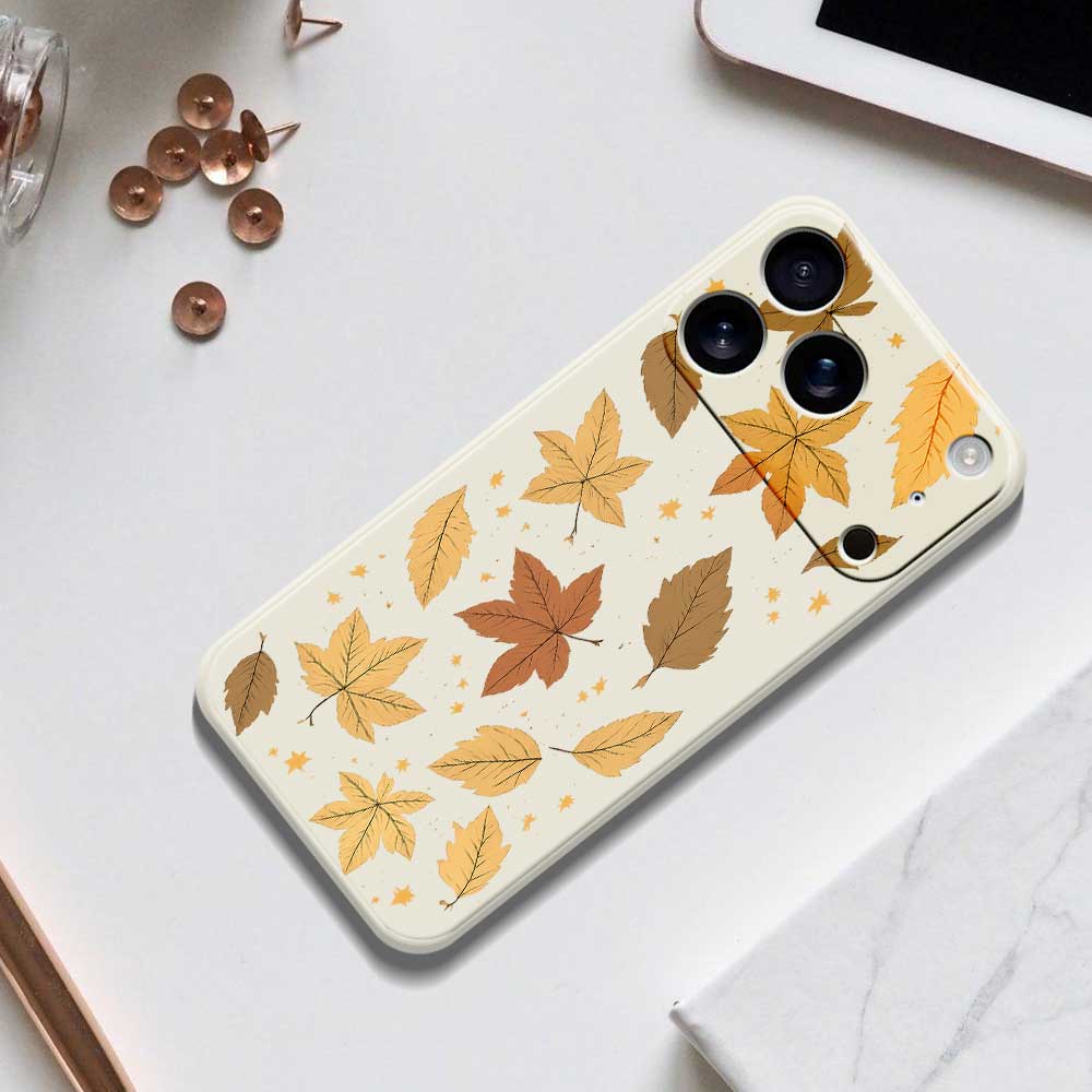 For iPhone 17 Pro Case Maple Leaves Pattern Printing Straight Edge TPU Phone Back Cover