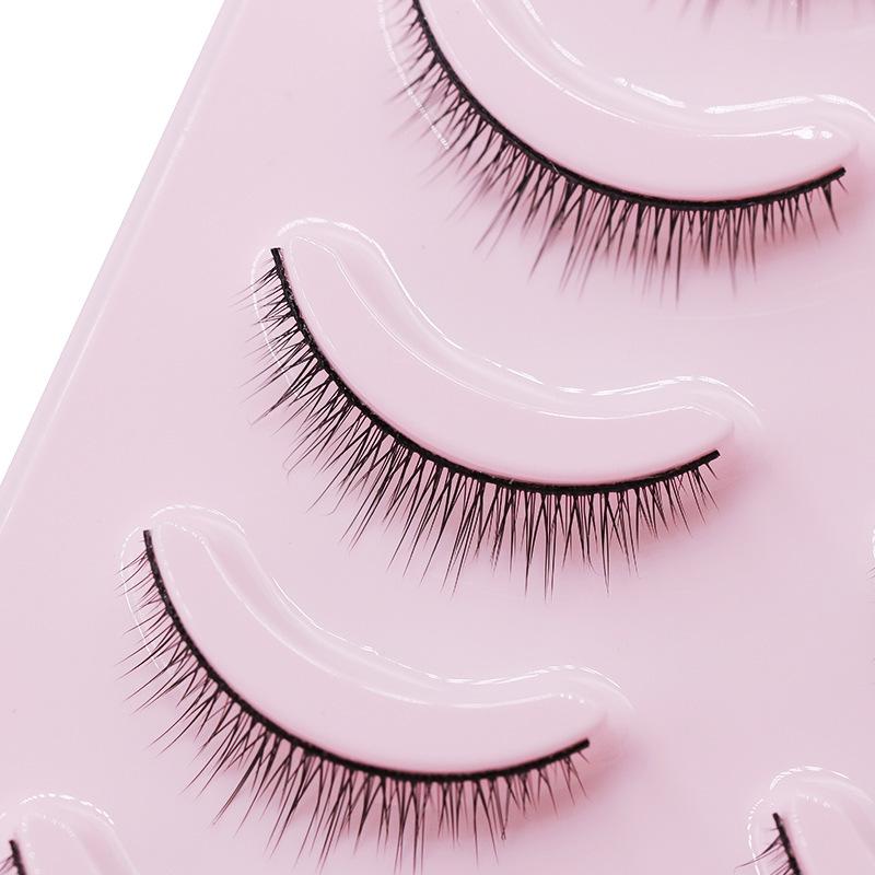 Menglu R-3 Natural Short False Eyelashes with Hard Stem for Double Eyelid Support and Curling - Novice-Friendly.