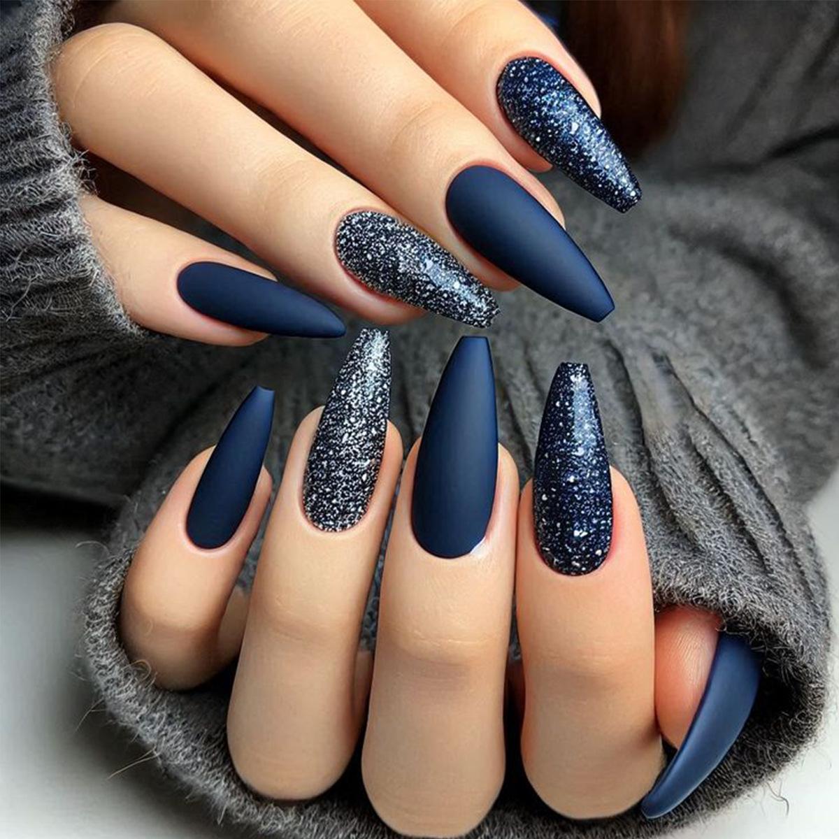 Almond Shape Glitter Nail Art with Gentle European & American Style Glue Type