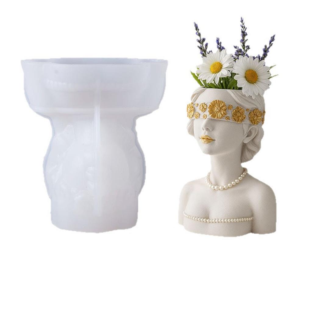 Silicone Mold For Creating Unique Masked Lady Shaped Planter Jewelry Holders And Decorative Concrete Resin Projects