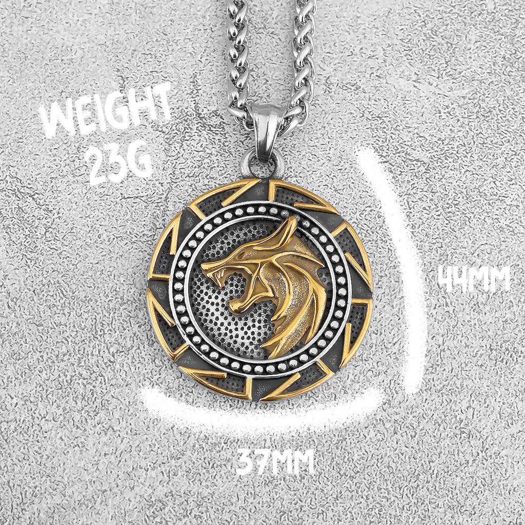 Mens Viking Wolf Pendant Necklace Stainless Steel Odin Runes Punk Rock Nordic Fashion Jewelry