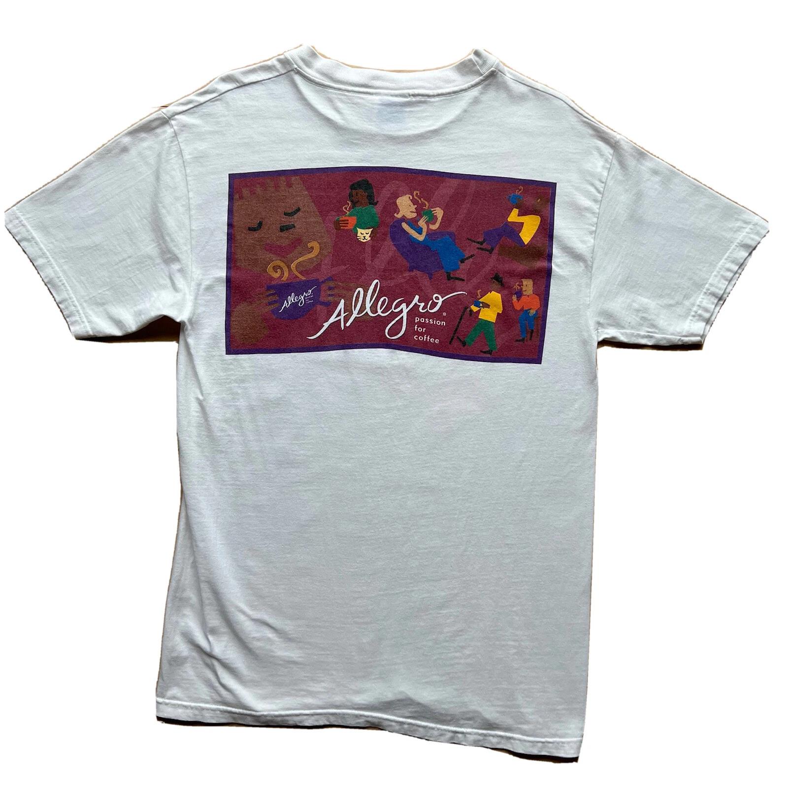 Vintage Allegro Passion For Coffee Shirt M White Y2K Art Brooklyn New York S