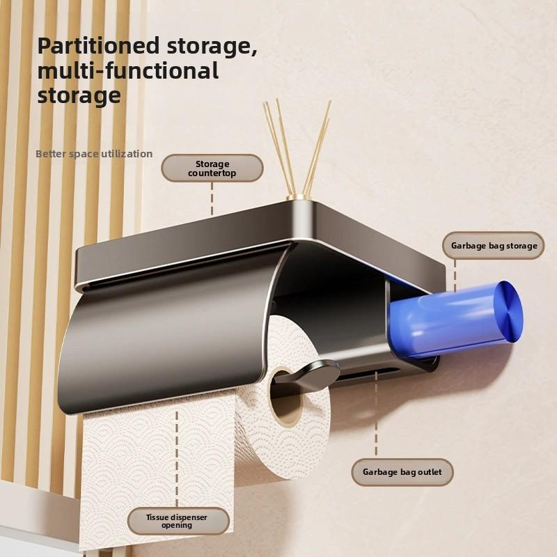 Soporte para papel higiénico montado en pared sin taladrar organizador de baño multifuncional