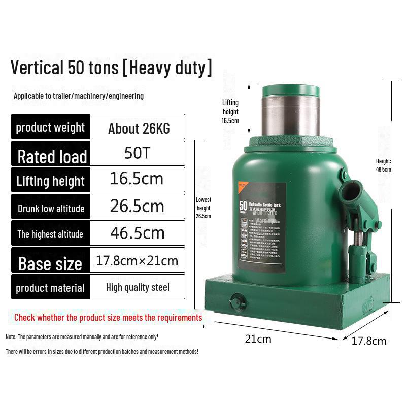 Multi-Capacity Vertical Hydraulic Jack: 5T, 10T, 20T, 50T for Car Tire Change & Repair