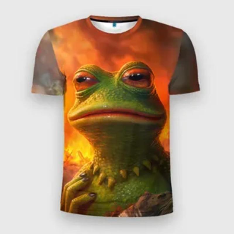 Men 3D Cartoon Frog T-shirt Summer Round Neck Short Sleeve 3D Printed Casual Personalized Plus Siz T-shirts