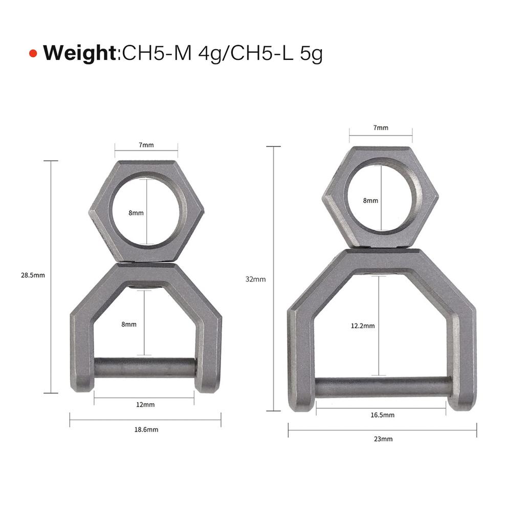 CH5 Titanium Rotating D Type Key Utility Key Ring with Screw Car Key Tool Key Ring Convenient for Daily [MecArmy] Ring, Shackle, Carrying-L