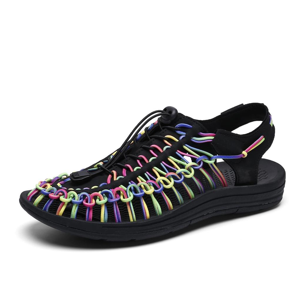 Summer Special for Men and Women Hole Shoes Couple Sandals Men's Breathable Beach Shoes Men's Trend Woven Hollow Sandals