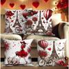 Chic Red Paris Theme Pillowcase - Eiffel Tower & Romantic Elements Print Pillow Cover for Sofa Bedroom Living Room
