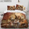 3D Tiger Leopard Wolf Animal Luxury Comforter Bedding Set,Duvet Cover Bed Set Quilt Cover Pillowcase,King Queen Size Bedding Set
