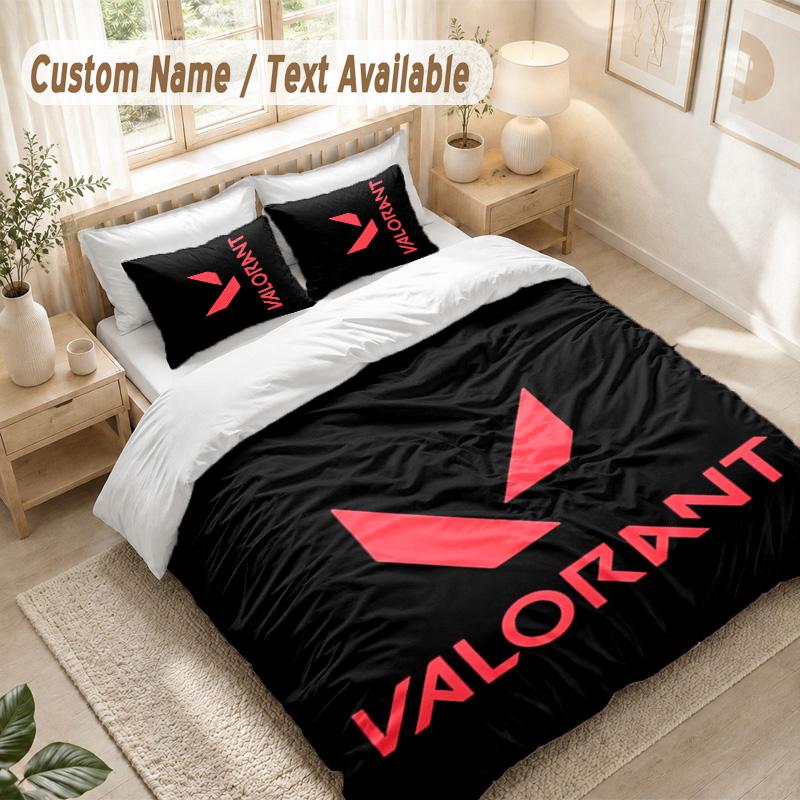 Valorant Bedding Set, 1 Duvet Cover & 2 Pillowcases Soft Comfortable Bedroom Home Textile Decor
