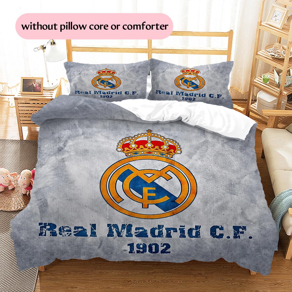 

Постільна білизна з мадридським візерунком Декор для дому Подарунок на день народження (1 * підковдра + 2 * наволочка, без наповнювача) 155x200cm