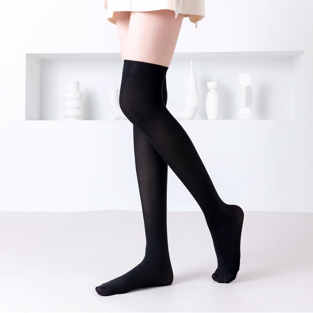 Stockings Women's Spring and Autumn Calf Socks Thin Socks Women's Half-cut Jk Medium Tube Socks White Pressure Knee Half-leg High Socks