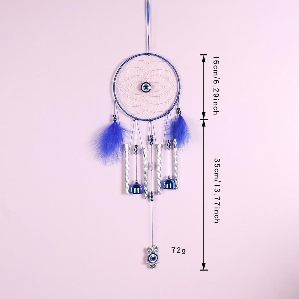 Evil Eye Feather Dream Catcher Pendant - Handmade Decorative Woven Craft