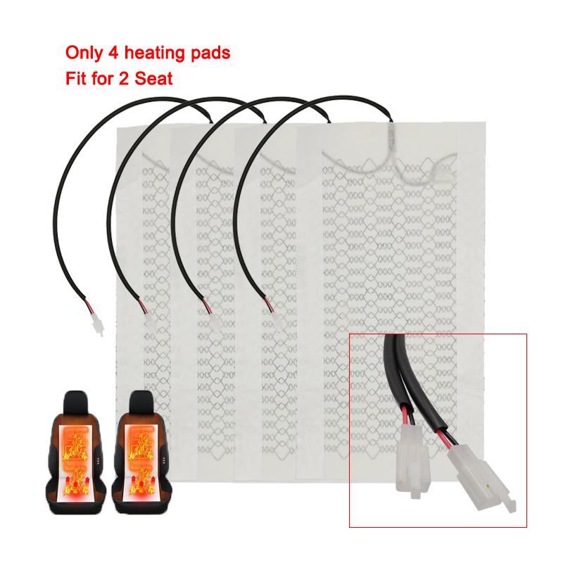 Universal 12V Carbon Fiber Car Seat Heater Heat Pads Set 3 Levels Round Dual Control Switch With Harness Kit Winter Warmer Cover