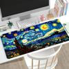 Van Gogh Starry Night Print Large Desk Mat Non Slip Gaming Mousepad Stitched Edge Art Keyboard Mat For Laptop Pc Office Game Use