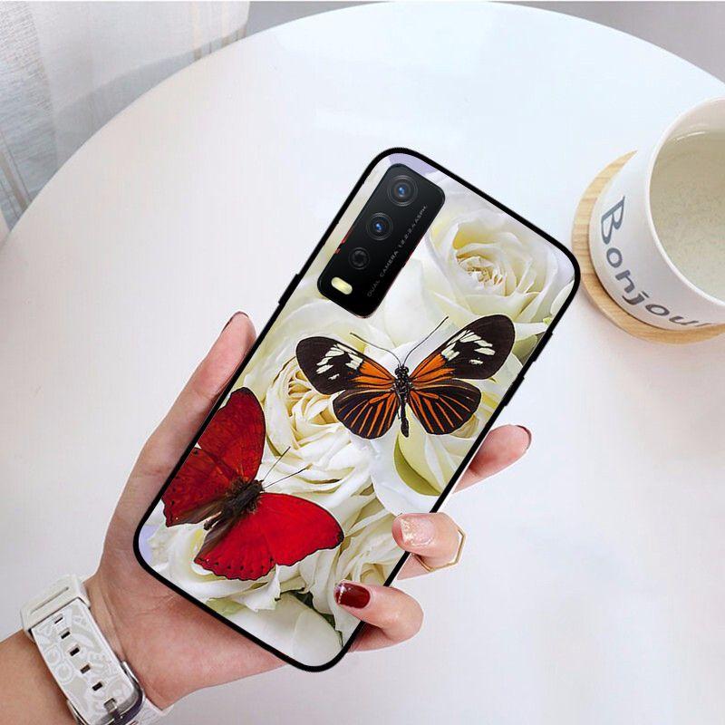 Red Butterfly Roses Flower Phone Cover For Vivo Y31 Y30 Y33S Y11S Y12S Y17 Y20 Y20S Y21S Y1S Y53S Y15 Y19 Y91C V23 Cases Coque