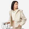 Li Ning Sports Trend Series Loose Hooded Solid Color Zipper Fleece Windbreaker Women Outerwear Oatmeal-Gray AFDUA84-1