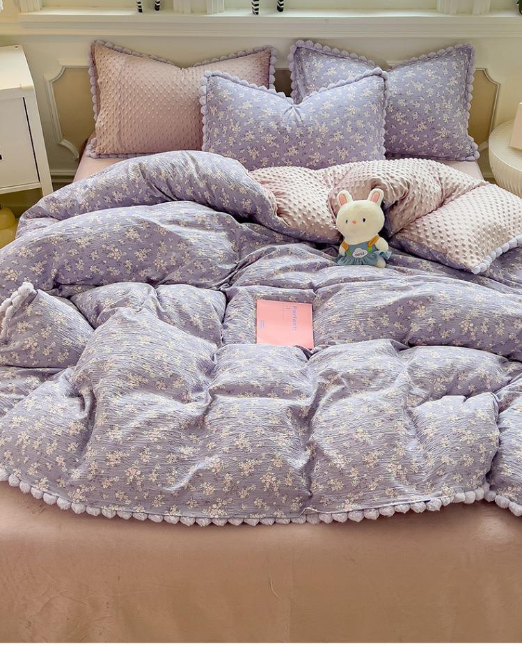 Thickened Bean Velvet Duvet Cover, Double-Sided Milk Velvet, for Autumn/Winter Warmth, Ideal for Student Dormitories