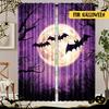 2Pcs Polyester Black Bat Dead Printing Window Curtains Birthday Party Decoration Backdrop Drapes for Living Room
