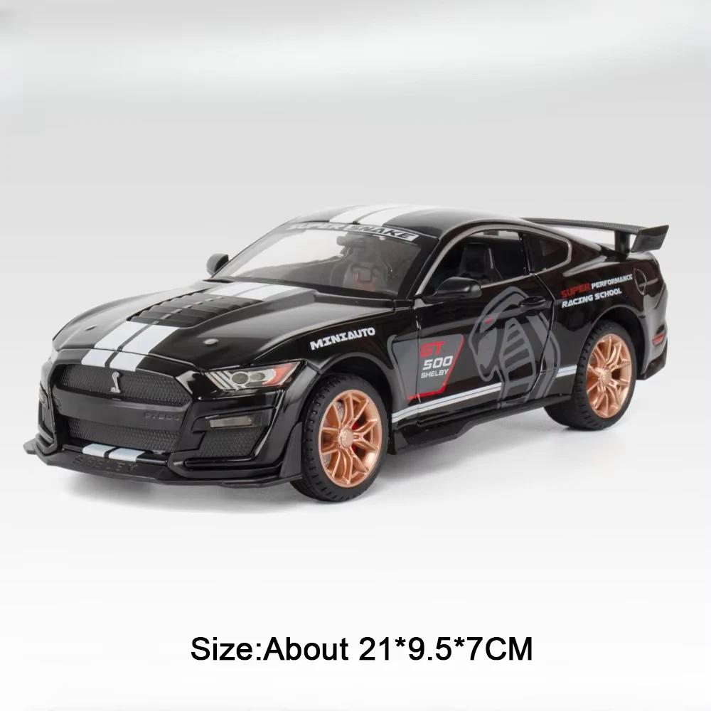 1:24 Mustang Shelby GT500 I5M60 Models Cars Toys Diecasts Alloy Sports Cars Doors Opened Sound Light Pull Back Toy Collectibles