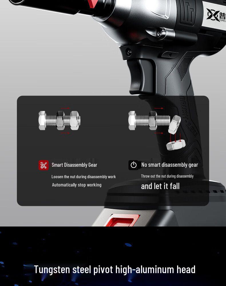 High Torque Brushless Electric Impact Wrench with Lithium Battery for Auto Repair, Scaffolding, and Woodworking