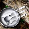 Portable Titanium Cutlery Set Fork Spoon Three Piece for Outdoor Activities
