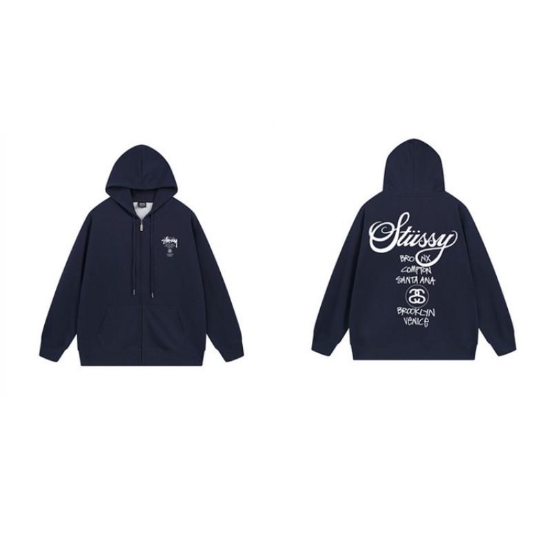 Mens Hooded Zip-Up Fleece-Lined Sweatshirt With Letter Print Casual Oversized Pullover Winter Jacket
