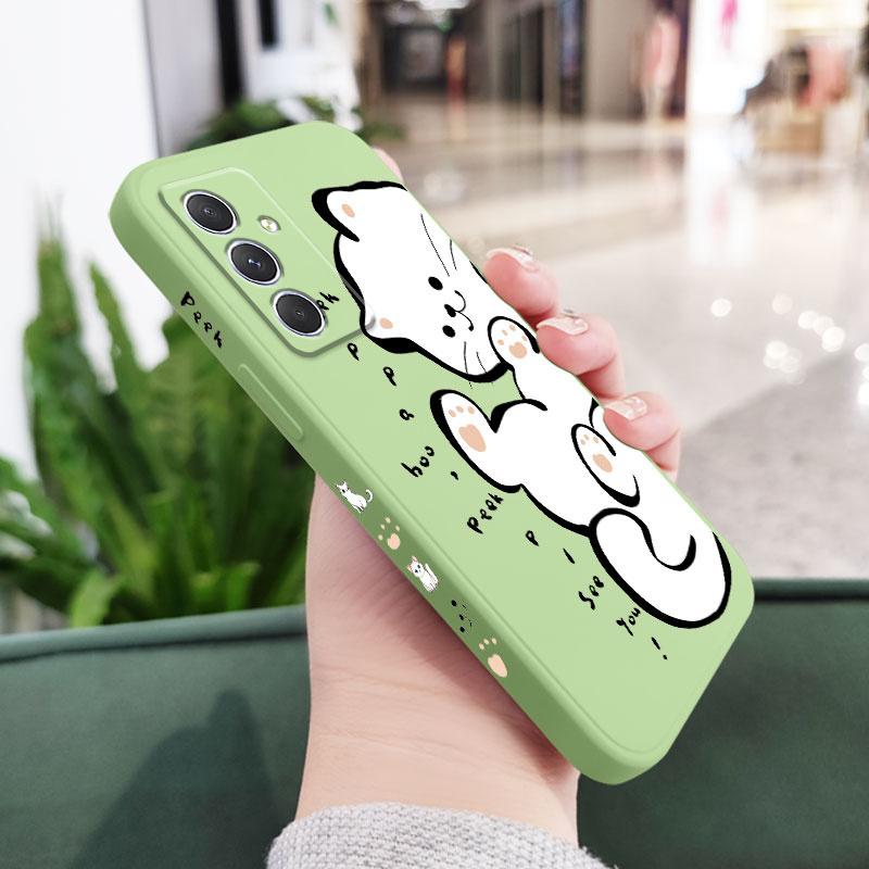 English White Cat Case For Samsung A56 A17 A16 A07 A06 A54 A36 A34 A24 A14 A15 A25 A35 A55 A73 A53 A33 A23 A13 A72 A52 A32 5G