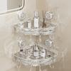 Waterproof Transparent PET Plastic Corner Shelf with Suction Cup Hooks, Matte Finish, Wall-Mounted Bathroom Organizer,with Strong Suction for Bathroom