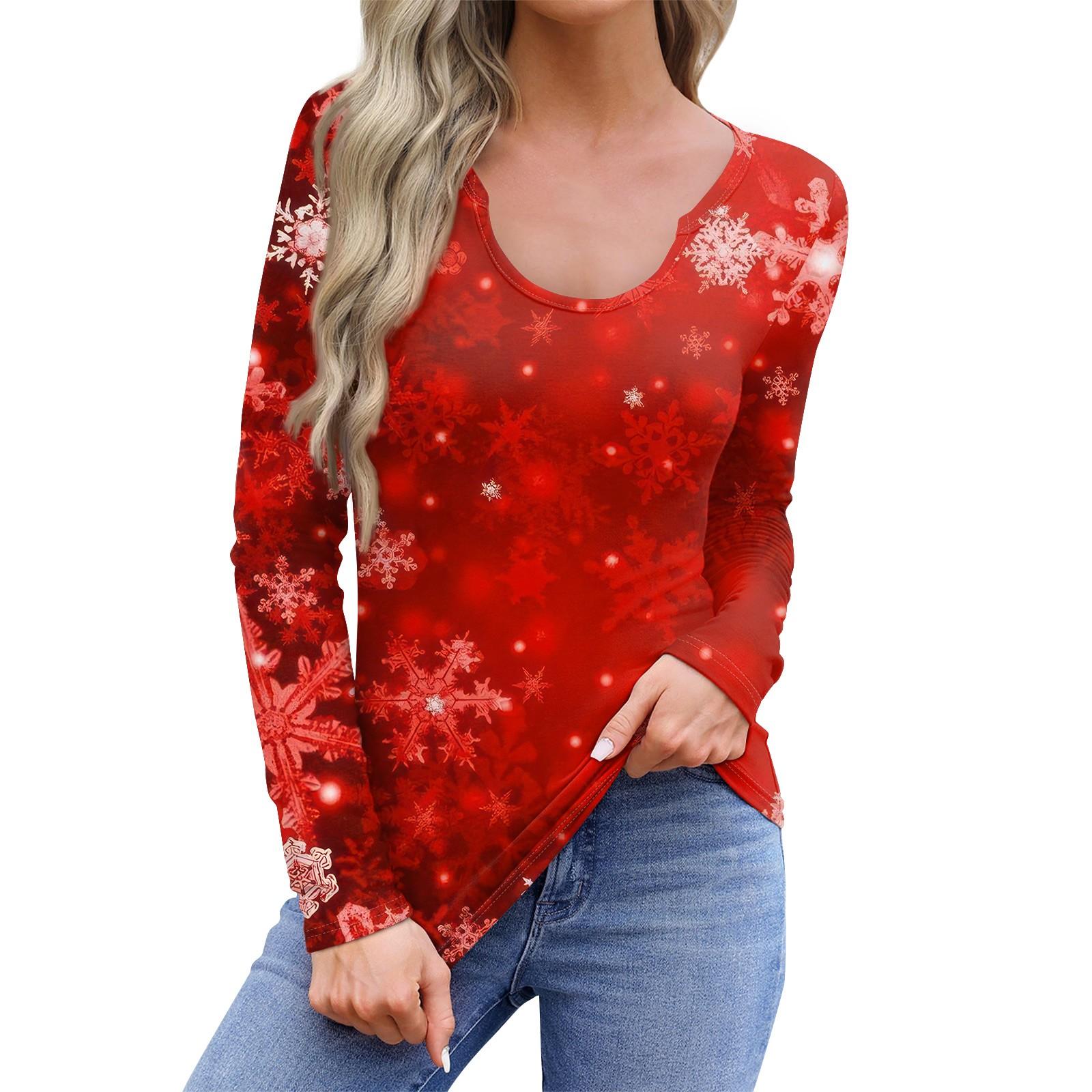 

Женская повседневная модная удобная рубашка с длинным рукавом и U-образным вырезом, повседневная свободная футболка, топы XL киноварь