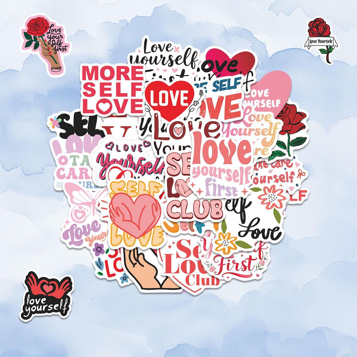 50 Self-Love Motivational Creative Stickers: Waterproof Decorative Stickers for Planners and Notebooks