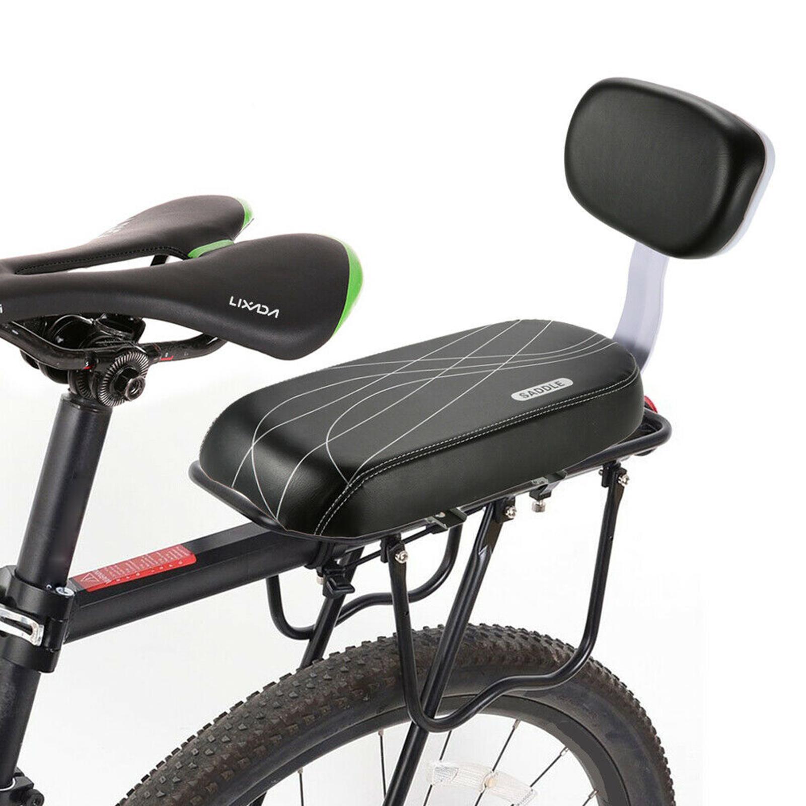 

Bike Back Seat PU Leather Soft Cushion Rear Rack Seat with Backrest чёрный