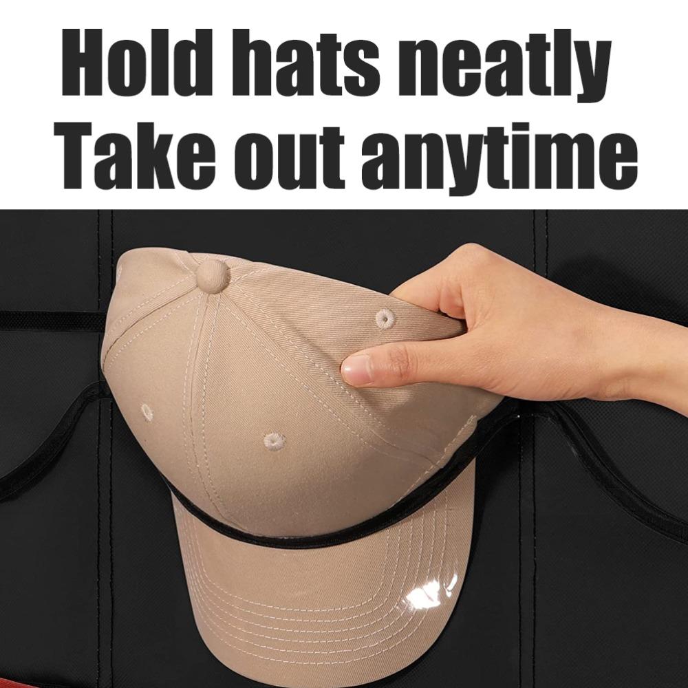 Closet Storage 24 Pockets Hat Rack Grey 3 Hooks Hat Organizer Space Saving Multi Functional Cap Rack Bedroom