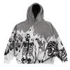 Men's Hoodie Loose Large Casual Gothic Sweatshirt Popular Street Clothes Hip Hop Style Retro Skeleton