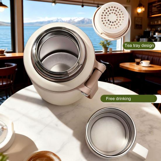 Stainless Steel Water Bottle with Tea Infuser Double Wall Vacuum Drink Container Leak-Proof Portable 600ml Insulated Coffee Tumbler for Hot Cold