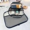 Front Mesh Pocket Toiletries Packaging Bag Transparent Zippered Hard Pouch  Small Items