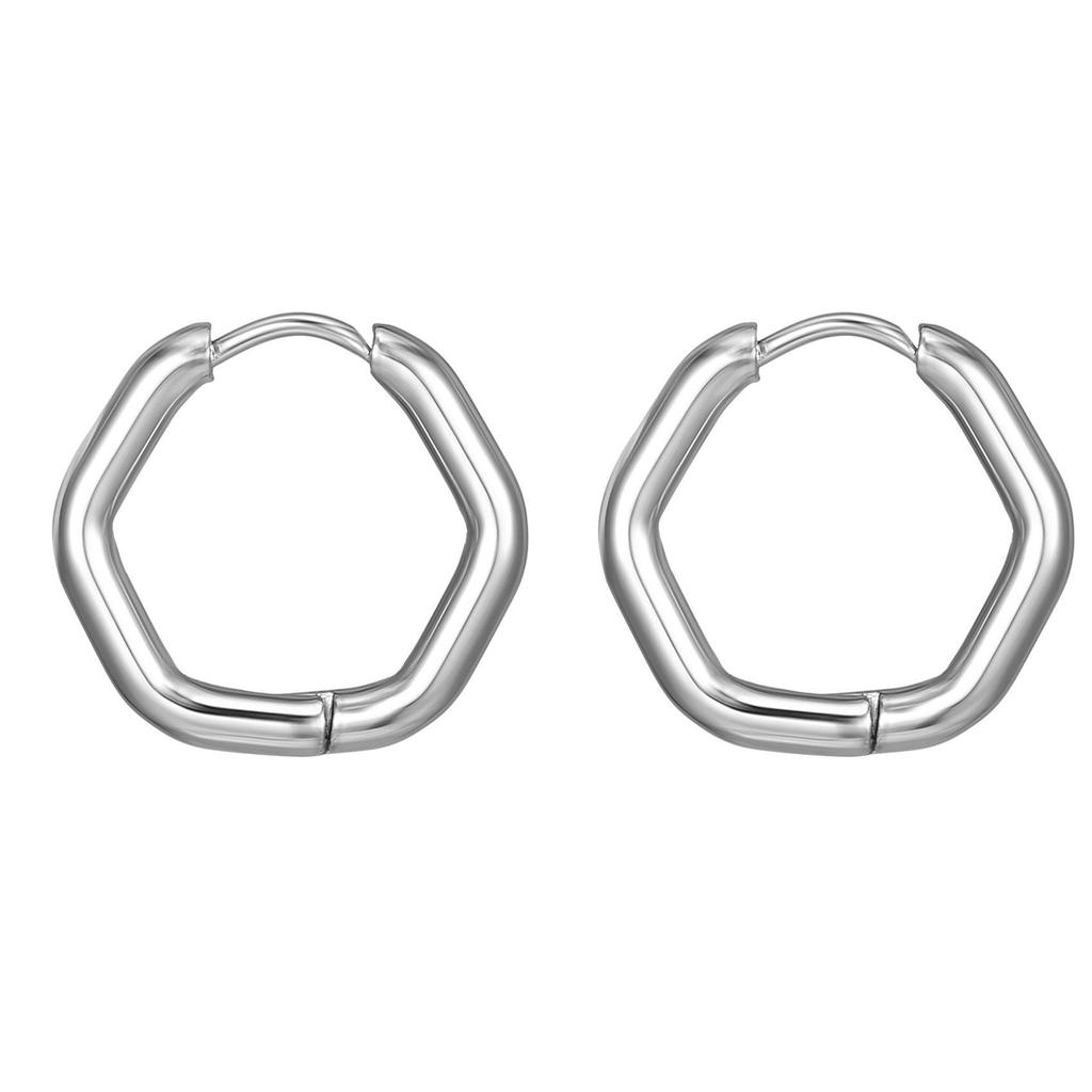 Trendy Geometric Stainless Steel Earrings: Pentagram, Heart, Square & Polygon Shapes