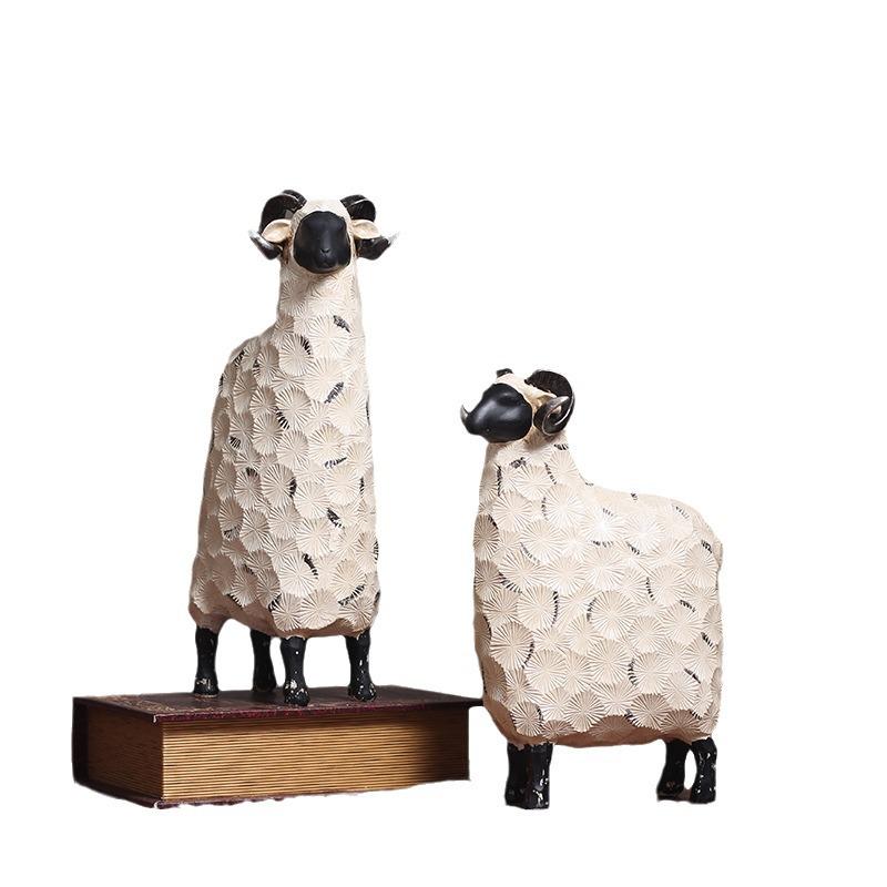 Nordic Sheep Figurines: Cute Home Decorations for Living Room or Gift.
