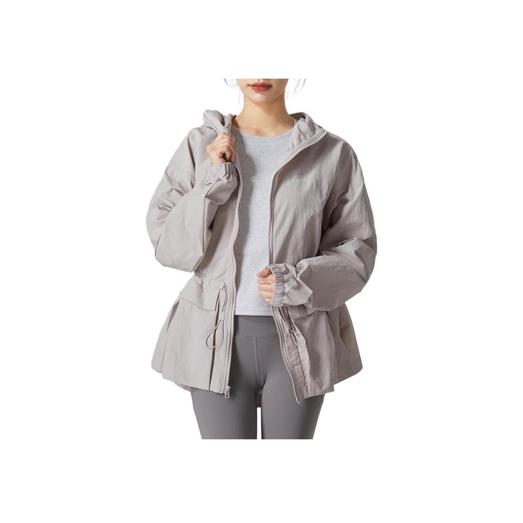 Nike Sportovní Essential Mikina s kapucí na zip se stahovací šňůrkou v pase Dámské bundy Bílá Zlatá Fialová FN3670-019
