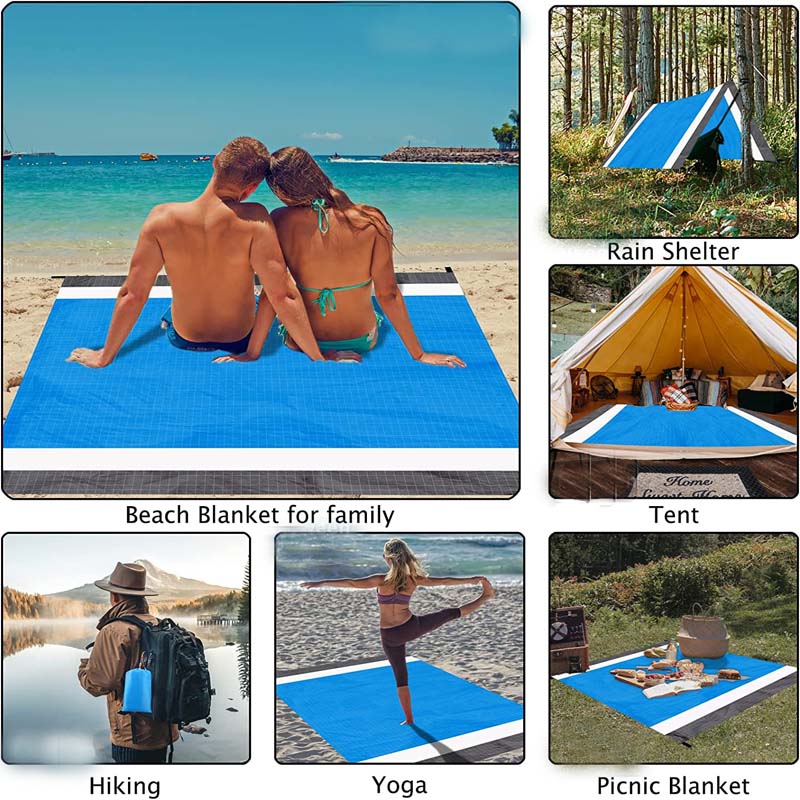 Beach Blanket 200*140cm Waterproof Beach Mat Soft Lightweight Durable Sand Mat Family Camping Picnic Travel Portable Hiking Mat