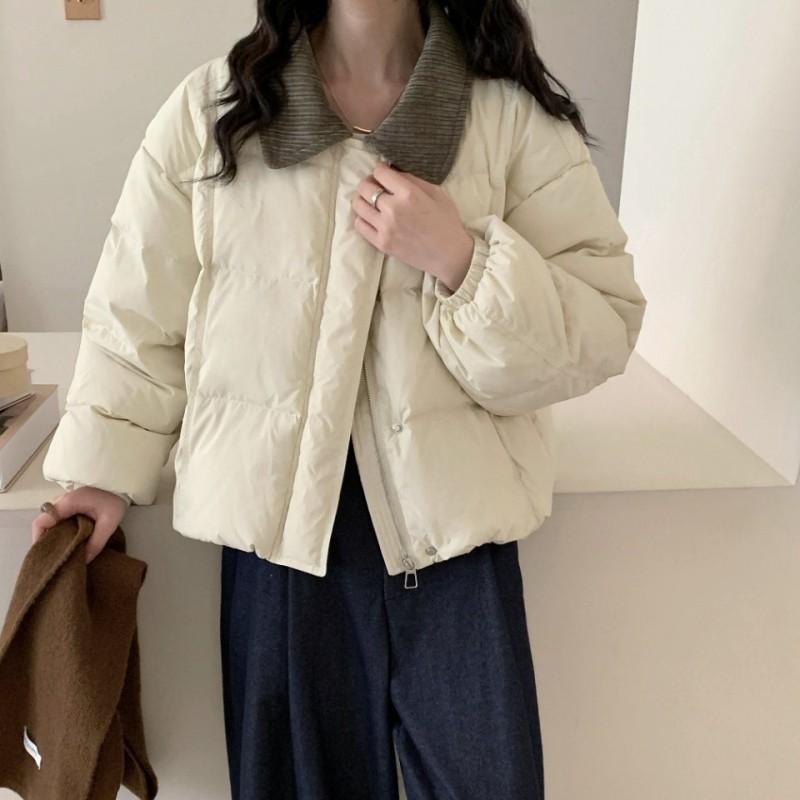 Womens Oversized Turn-Down Collar Cotton Coat 2025 Winter Casual Commute Warm Jacket