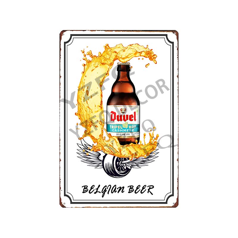 30X20CM Hoegaarden Orval Chouffe Beer Tin Sign - Vintage Metal Plate, Perfect for Bar/Pub/Kitchen/Home/Coffee Wall Decor Poster